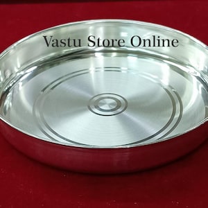 999 Fine Pure Silver Handmade solid Plan Thali, Plate/ Tray for prasad, baby food - 5 Inch approx 70 gram approx