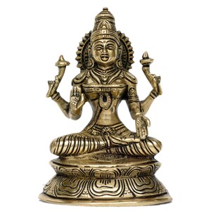 Hindu Goddess Brass Laxmi Idol sculpture