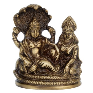 Lord Vishnu Lakshmi Sitting On Seshnag Brass Statue