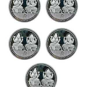 5 Grams Ganesh Laxmi (999) Silver Coin - Set Of 5 Religious Coins
