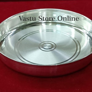 999 Fine Pure Silver Handmade solid Plan Thali, Plate/ Tray for Prasad, baby food - 9 Inch approx 250+ gram approx