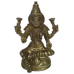 Brass sculpture Idol Of Goddess Lakshmi Temple Statue