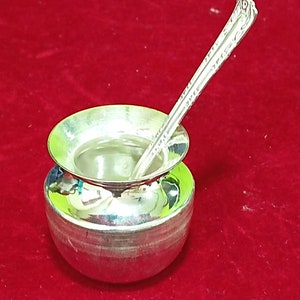 Pure Silver Kalash with Spoon (Loti), Silver Kalasam for Home, Silver Kalash for Gift - Small Size