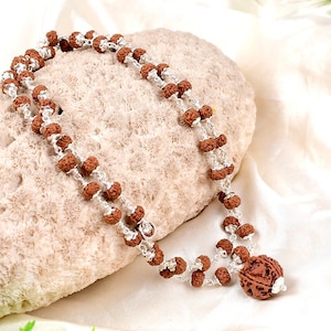 5 Mukhi Indonesian (Java) Rudraksha Guru Mala in 96% Purity Silver Made 54 +1 Beads In 6 - 7 mm with 1 big 5 Mukhi, 28 Inch approx length