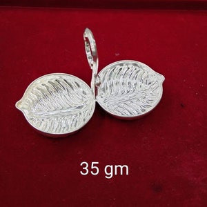 Pure Silver Leaf Design Haldi/Kumkum for Person usage, Sindoor/Haldi Kumkum Pooja Items for Home, Return Gift for Wedding and Housewarming
