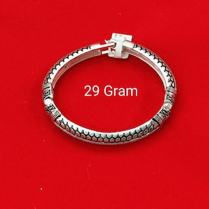 Mens 925 sterling silver with Daimond Adjustable Kada / Antic Finish Silver Kada - 29 gram