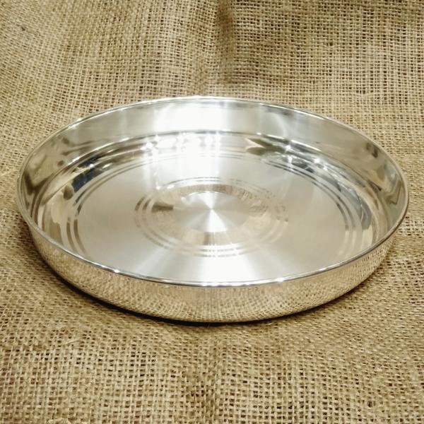 999 Fine Pure Silver Handmade solid Plan Thali, Plate/ Tray for prasad, baby food - 3 Inch approx 36+ gram approx