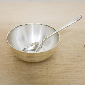 92.5 % Purity Silver Small Size Bowl & Spoon for new born baby for Gifting, Personal Usage