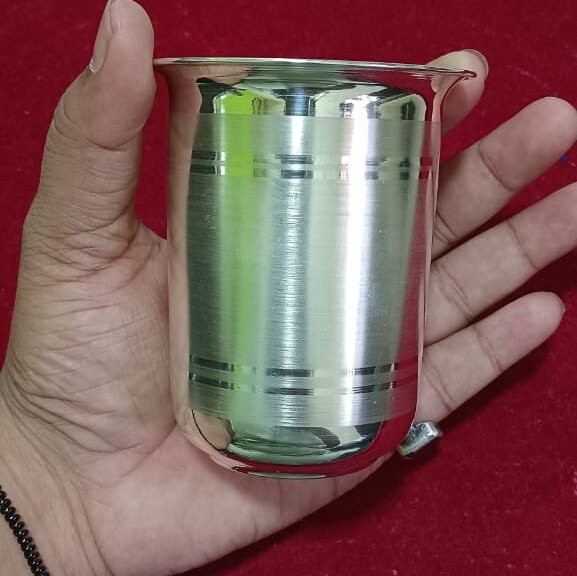 999 Pure silver Glass - 50 grams - milk pattern for Gifting and Personal Usage, Weight : 50 grams Approx