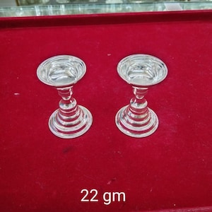 Pure Silver 1 Flame Pair Diya for Home Temple, Silver Gift Items, Silver Diya for Pooja - Set of 2