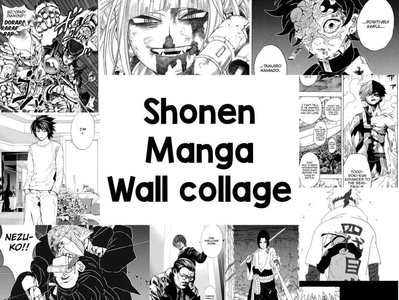 200pcs Shonen Manga Wall Collage bonus 20pcs, Anime, Manga, Aesthetic, Manga Wall, Manga Panels, Anime Manga Wall Art, Wall Decoration image 1