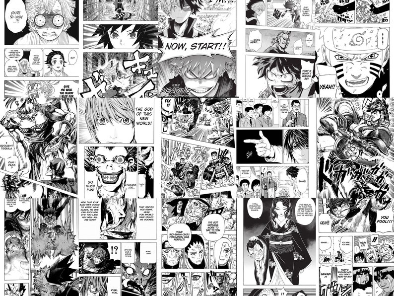 200pcs Shonen Manga Wall Collage bonus 20pcs, Anime, Manga, Aesthetic, Manga Wall, Manga Panels, Anime Manga Wall Art, Wall Decoration image 4