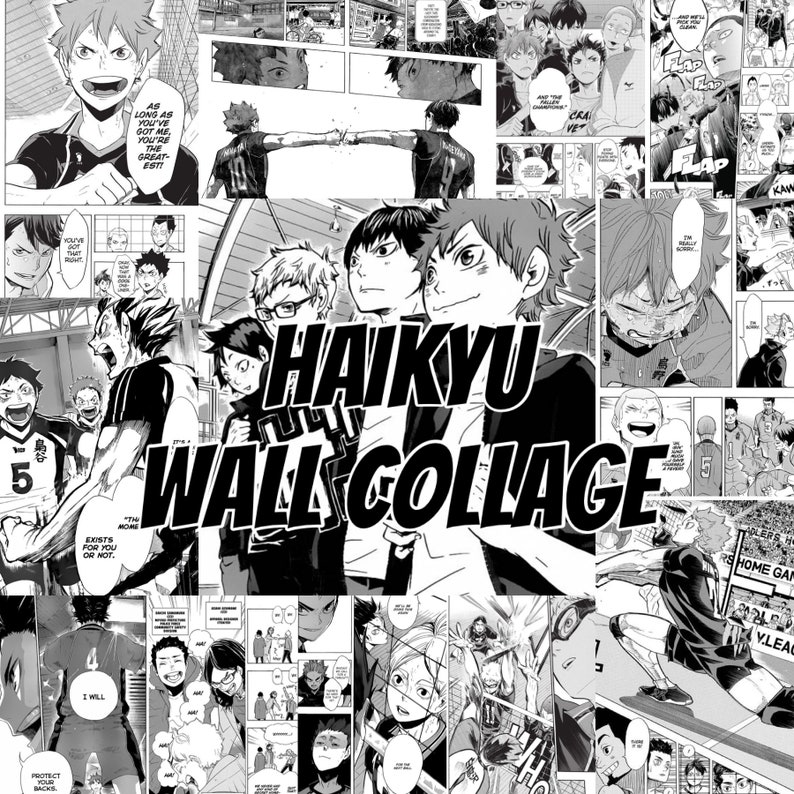 60pcs Haikyu Wall Collage, Manga, Aesthetic, Manga Wall, Manga Panels, Anime Manga Wall Art image 1