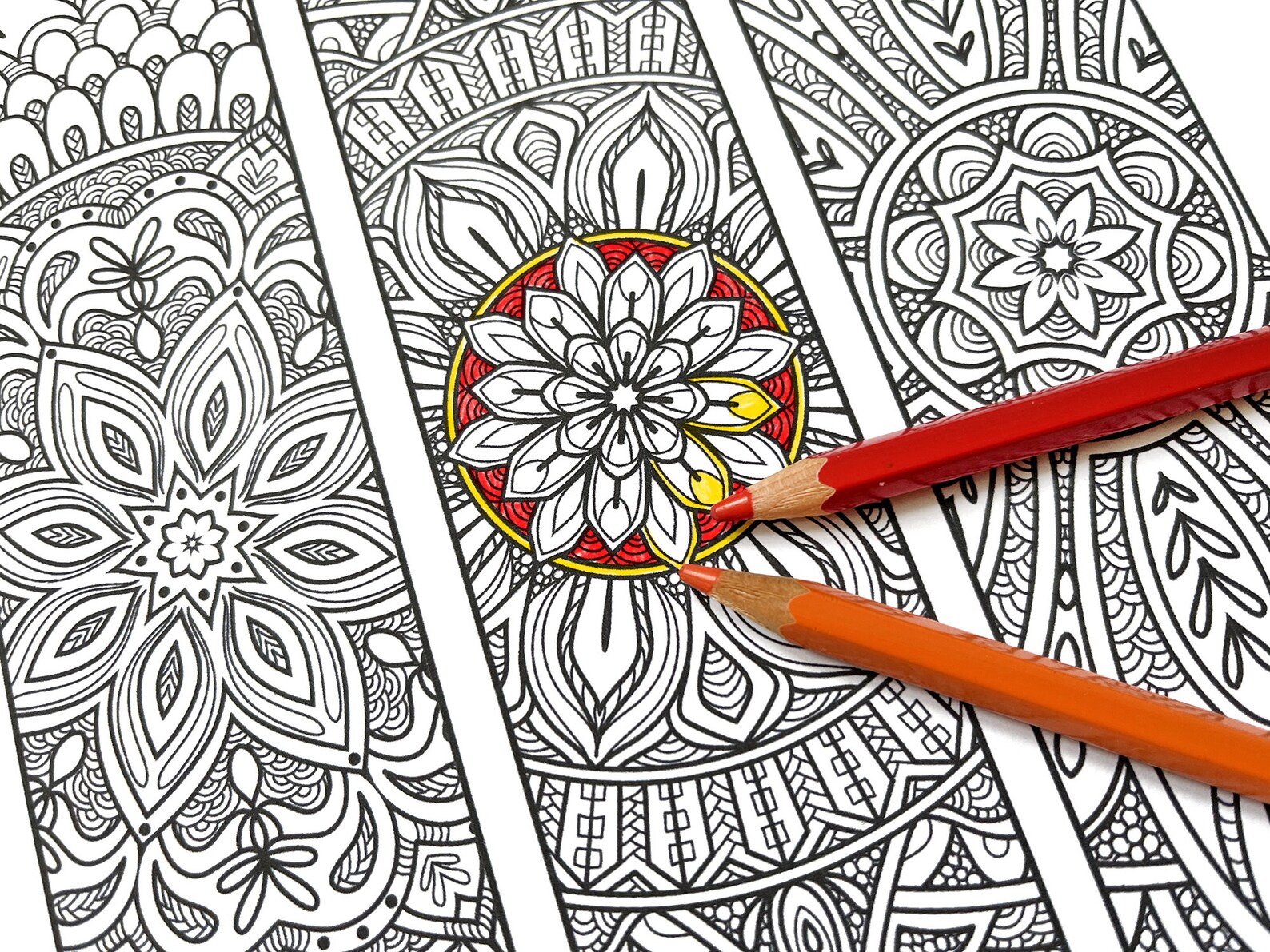 3 marque-pages Mandala imprimable à colorier Produit à | Etsy
