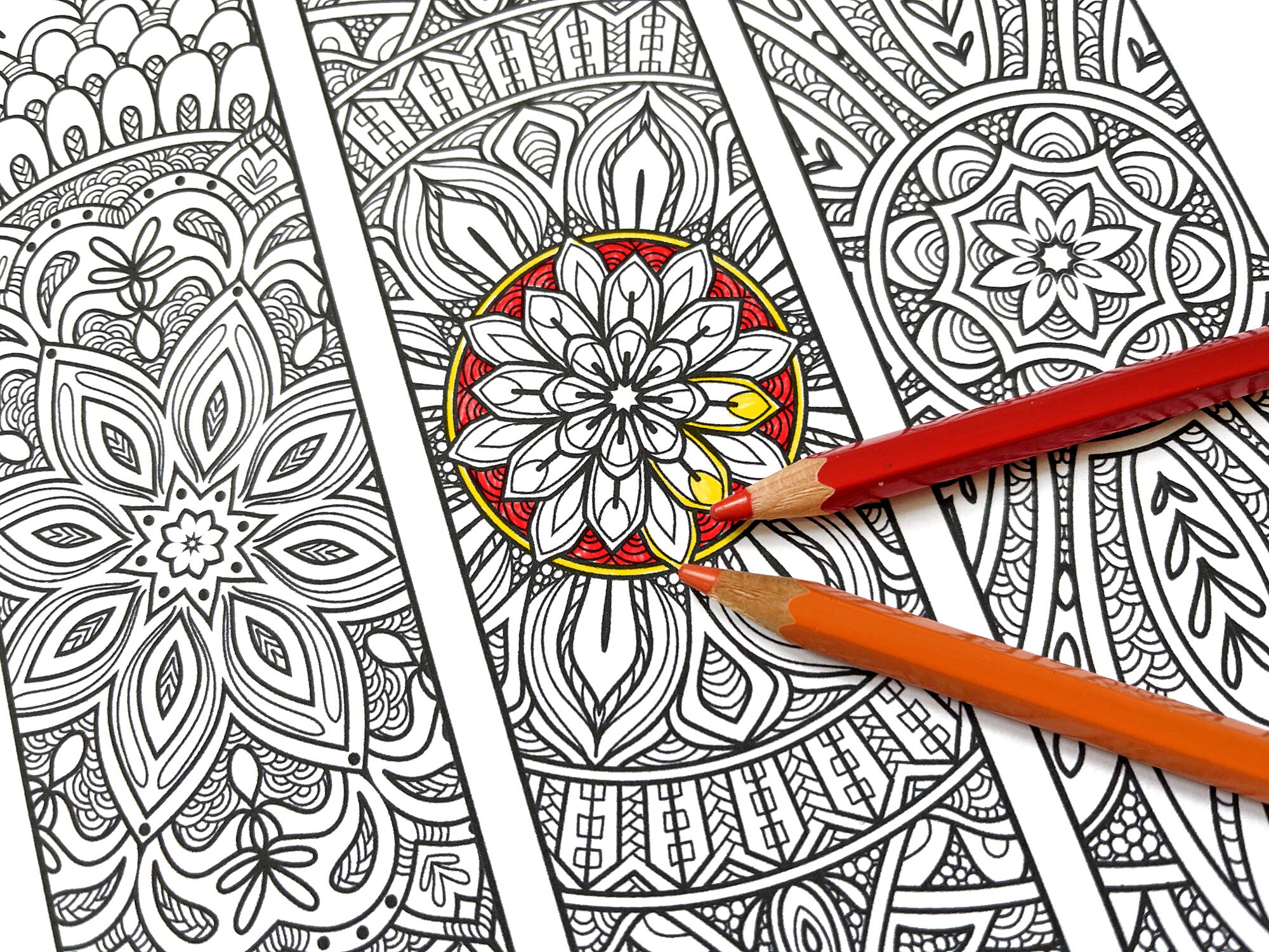 3 marque-pages Mandala imprimable à colorier Produit à | Etsy