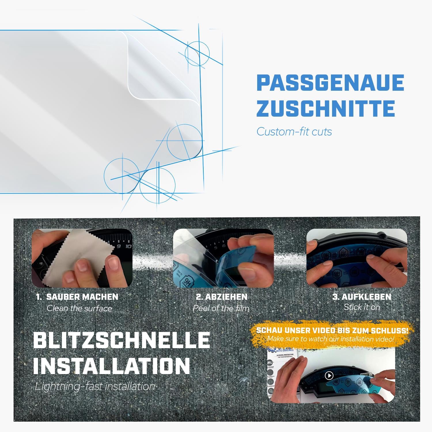 Displayschutzfolie Für BMW R1250GS / R1300GS | Kratzfest, Entspiegelt - 2er Set