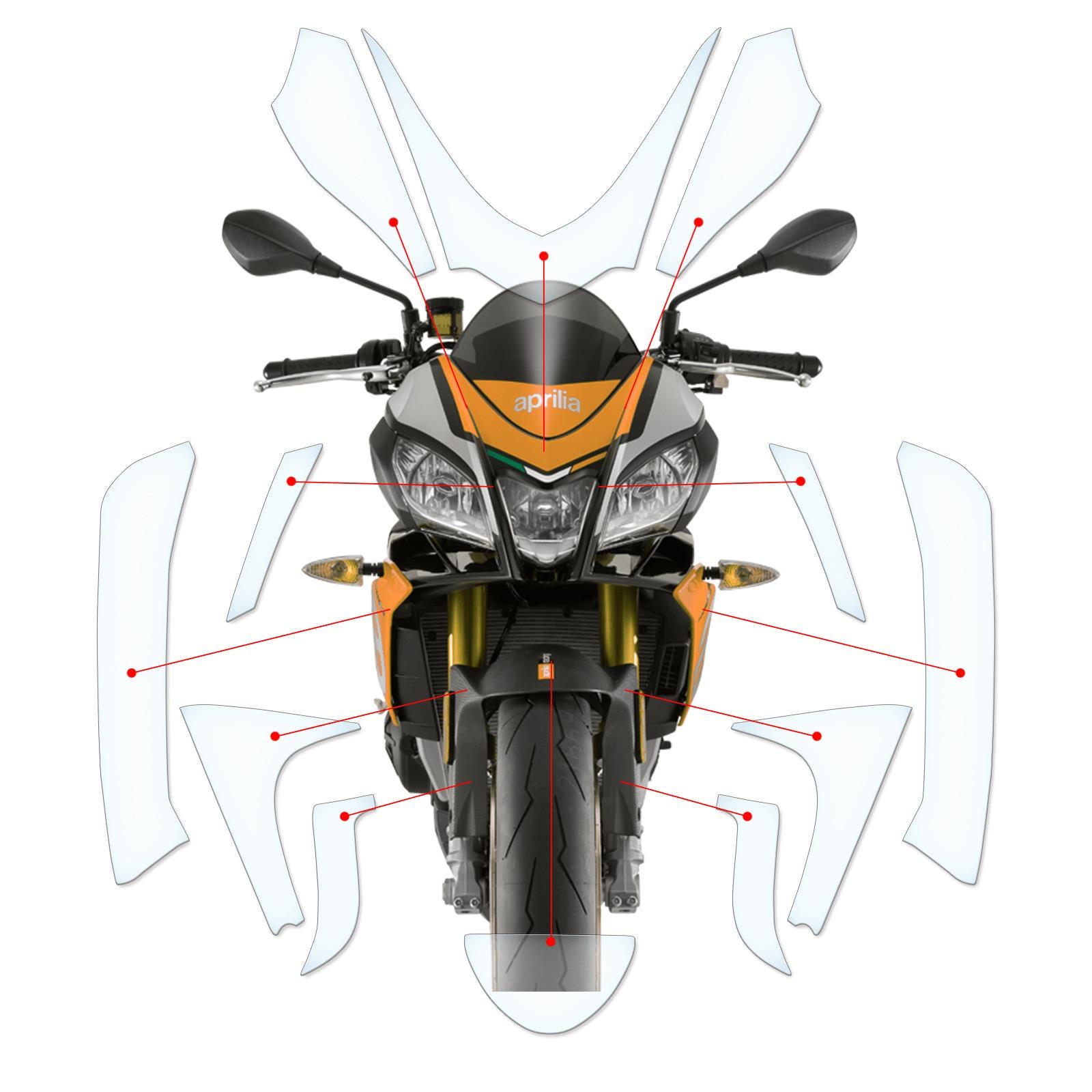 Aprilia Tuono 660 E5 (dal 2021 In Poi) V Piece Grafiche Adesivi Stile #2 Bandiera Italiana Colori Piatti - Foto 10