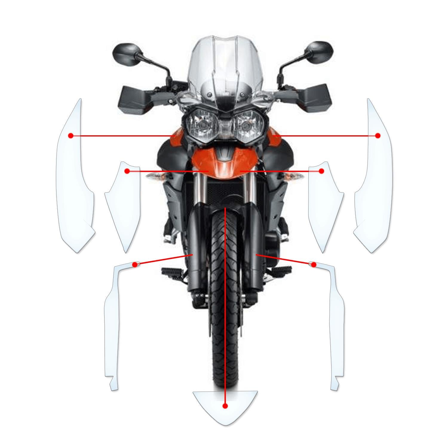 Paint protection & tank protection film for Triumph TIGER 800 XCA Scratch protection, stone chip protection, motorcycle film
