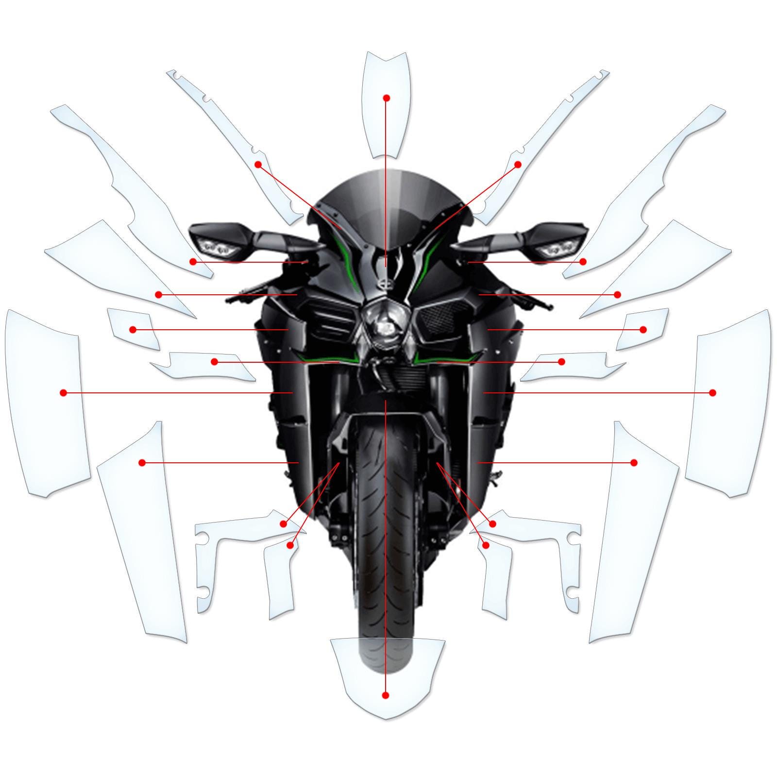 カワサキ Ninja H2 2015-2018 用ペイント保護フィルムとタンク保護