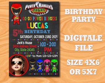 Power Ranger Invitation Etsy