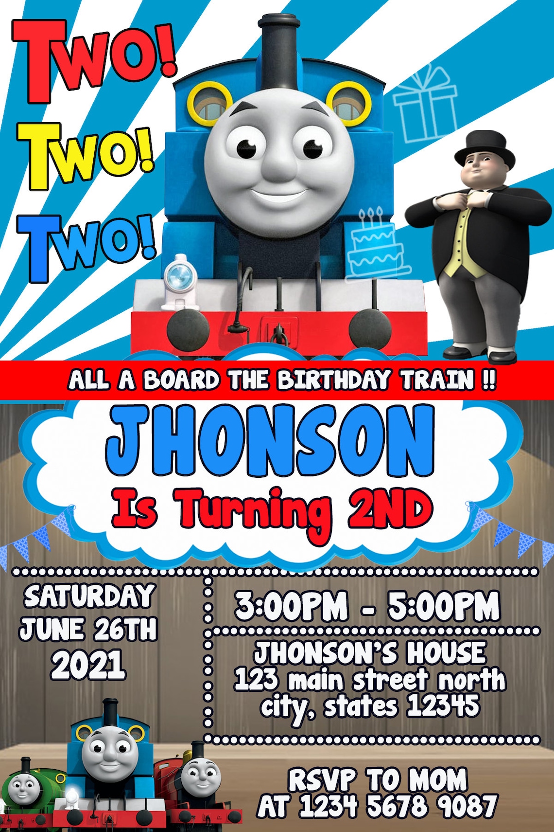 Thomas The Train Invitation Thomas The Train Birthday Party Etsy
