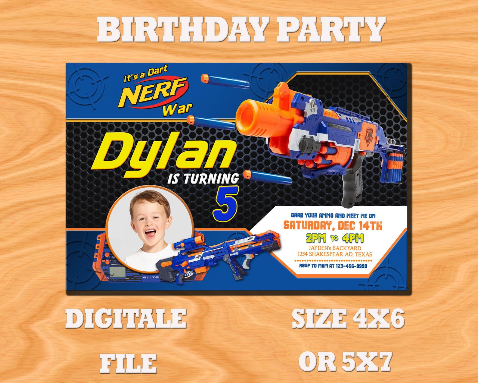Nerf Invitation Nerf Birthday Party Nerf Card Invite Nerf Etsy