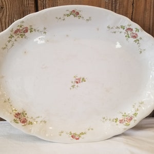 Large Vintage Platter with Rose and Gold Accents Semi-Porcelain