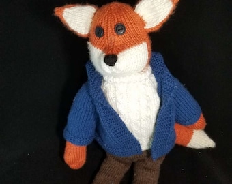 Hand-knitted Stuffed Fox