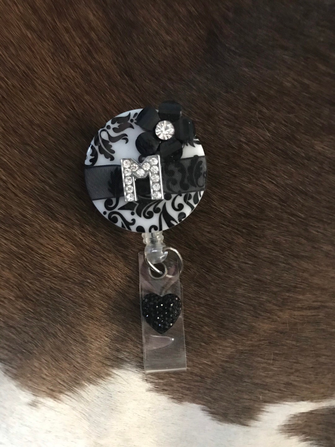 Rhinestone Initial Badge - Etsy