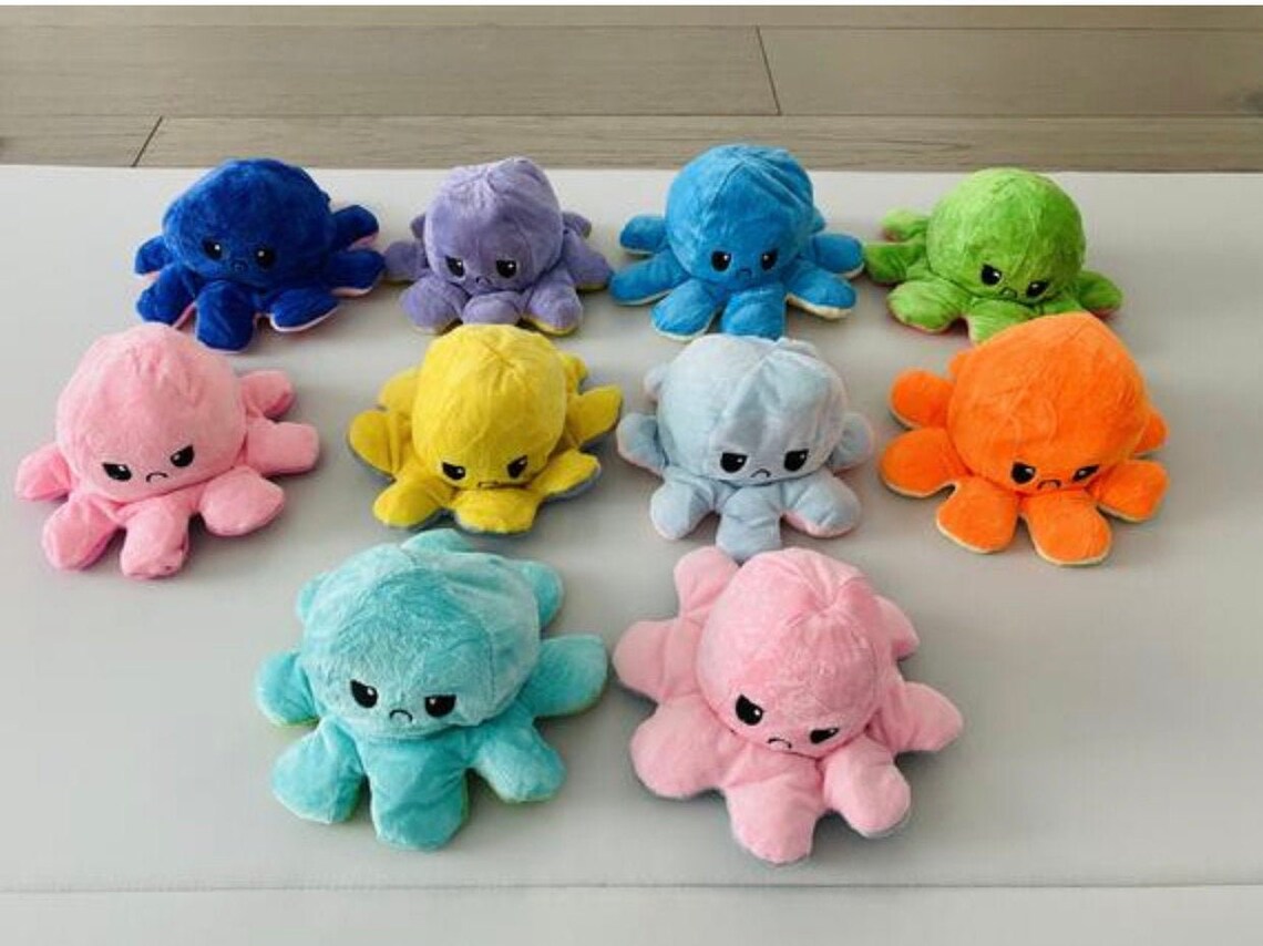 Reversible Octopus Plushie Happy Sad Sensory Plush | Etsy