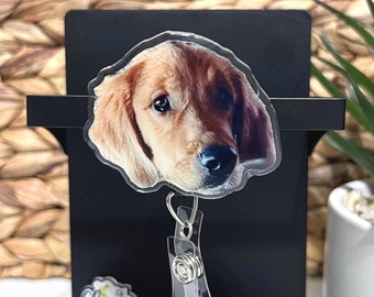 Pet Badge Reel Custom Badge Reel Custom Photo Badge Reel Custom Logo Badge Reel Dog Face Badge Cat Face Badge Keychain Magnet Nurse Gift