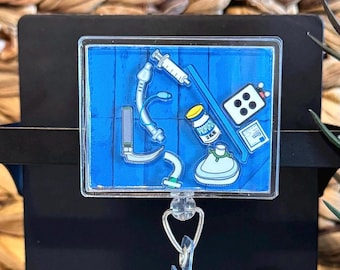 Anesthesia Badge Reel Shaker Badge Reel CRNA Badge Reel Interchangeable Badge Acrylic Badge Reel Laryngoscope Anesthesia Gift CRNA Gift