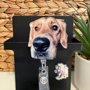Pet Badge Reel Custom Photo Badge Dog Badge Reel Photo Badge Holder Custom Dog Face Custom Cat Face Custom Badge Reel Keychain Magnet Gift