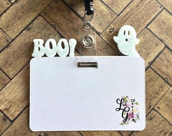 Ghost Badge Buddy Topper Glitter White Ghost Badge Buddy Ghost Badge Topper Halloween Nursing Flair ID Accessories Nurse Gift Teacher Gift