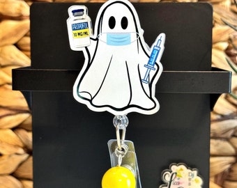 Nurse Ghost Badge Reel Propofol Ghost Badge Reel Halloween Bead Badge Reel Acrylic Badge Reel Fall Anesthesia Gift CRNA Gift ICU Nurse Gift