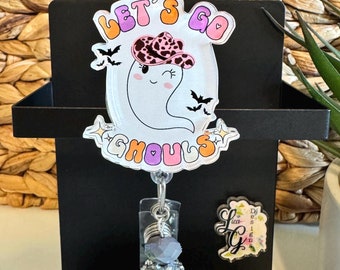 Let’s Go Ghouls Badge Reel Fall Badge Cute Ghost Beads Badge Topper Bougie Ghost Halloween Badge Acrylic Badge Cute Nurse Gift Teacher Gift