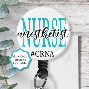 Anesthesia Badge Reel CRNA Badge Reel Carabiner Belt Clip Stethoscope Tag Nurse Anesthetist Badge Reel Cute Anesthesia Gift CRNA Gift