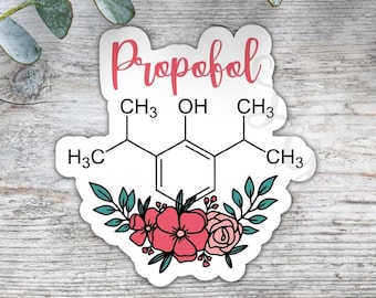 Propofol Floral Chemical Structure Sticker/Anesthesia Sticker/CRNA Sticker/Vinyl Sticker/CRNA Gift/Anesthesia Gift/MDA Gift/Nurse Gift