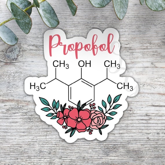 Propofol Floral Chemical Structure Sticker/Anesthesia Sticker/CRNA Sticker/Vinyl Sticker/CRNA Gift/Anesthesia Gift/MDA Gift/Nurse Gift