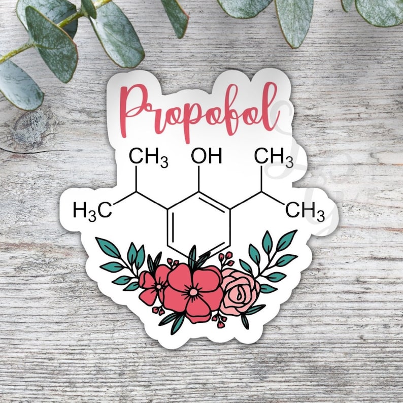 Propofol Floral Chemical Structure Sticker/Anesthesia Sticker/CRNA Sticker/Vinyl Sticker/CRNA Gift/Anesthesia Gift/MDA Gift/Nurse Gift image 1