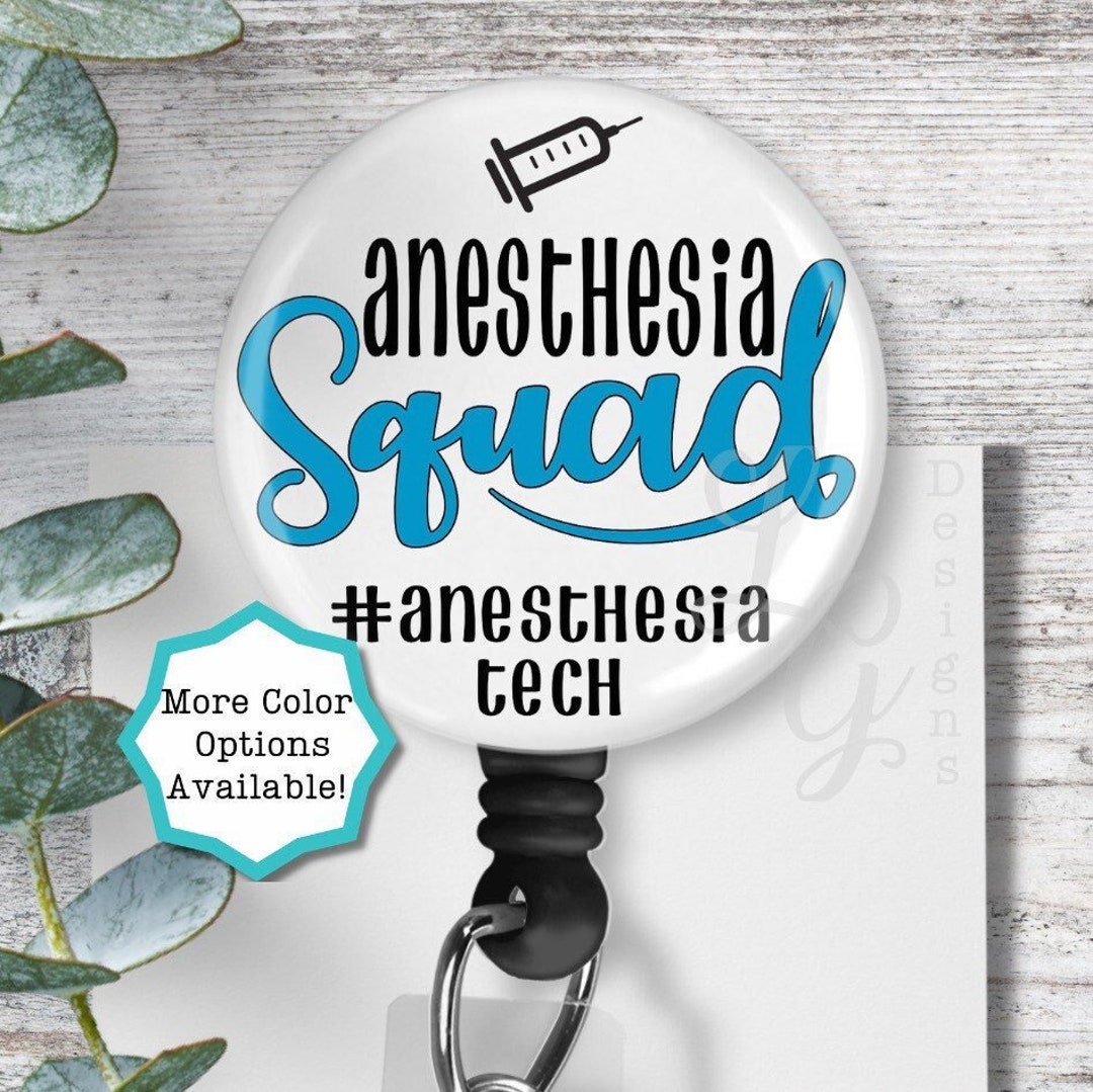 Anesthesia Tech Badge Reel Anesthesia Tech Carabiner Badge Stethoscope