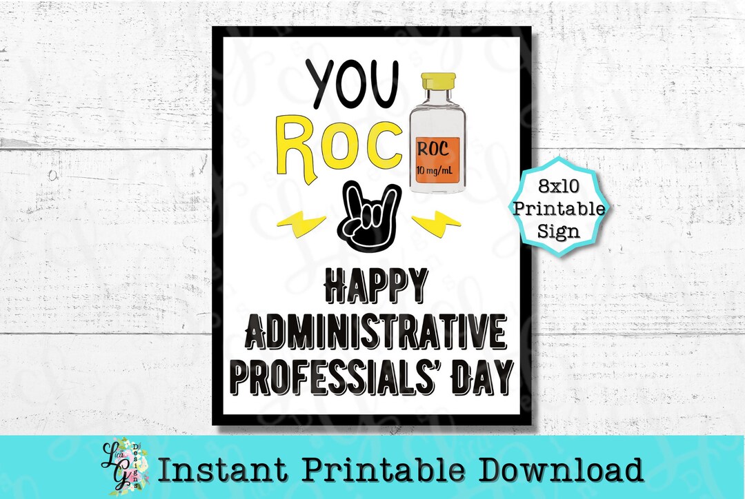 Admin Appreciation Sign: You Rock Gift (digital Download) - Etsy