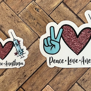 Peace Love Anesthesia Floral Sticker/anesthesia Sticker/crna - Etsy