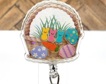 Easter Shaker Badge Reel Easter Basket Shaker Badge Nurse Badge Reel Shaker Badge Teacher Badge Easter Bunny Badge Nurse Gift Teacher Gift