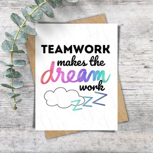 Teamwork Makes The Dream Work Card Funny Anesthesia Card CRNA Card Anesthesia Gift Anesthesia Greeting Card Anesthesiologist Gift Nurse Card