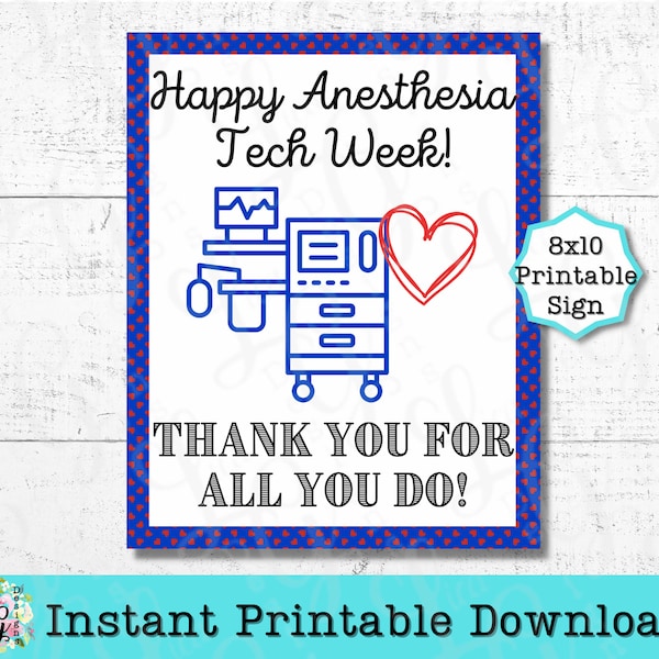 Anesthesia Tech Week Printable Sign Instant Digital Download Thank You Anesthesia Technician Appreciation Healthcare Thanks Anesthesia Gift