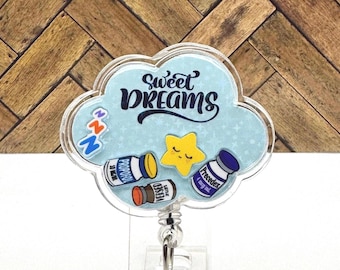 Sweet Dreams Shaker Badge Reel Propofol Shaker Badge Reel CRNA Badge Reel Shaker Badge Nurse Badge ICU Nurse Gift Anesthesia Gift CRNA Gift