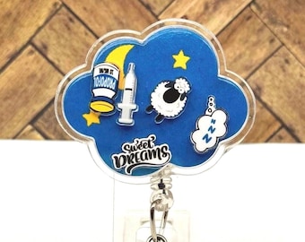Anesthesia Badge Reel Shaker Sweet Dreams Badge Reel CRNA Badge Reel Interchangeable Badge Acrylic Badge Reel Anesthesia Gift CRNA Gift