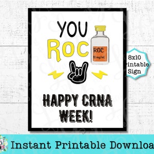 CRNA Week Printable Sign Instant Digital Download You Roc CRNA Appreciation Healthcare Sign Happy Nurse Anesthesia Week CRNA Gift