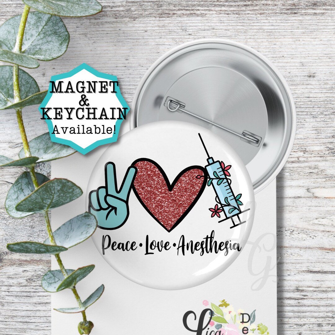 Propofol Peace Love Floral Cute Nurse Pin Anesthesia Button Pin CRNA ...